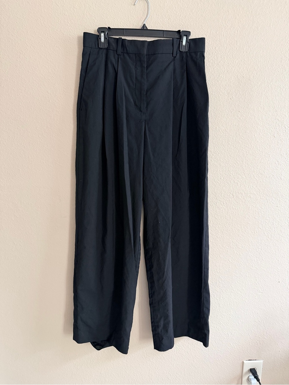 Cos Tailored Wool Wide Leg Black Trouser